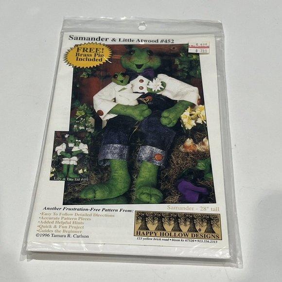 Four Holiday Animal Angel Cloth Doll Patterns Uncut Frog Squirrel Halloween Cat - Picture 11 of 16